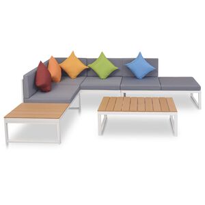 vidaXL Salon de jardin 4 pcs avec coussins Aluminium et WPC