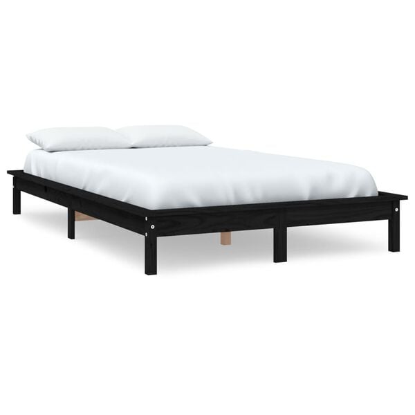 vidaXL Cadre de lit sans matelas noir 160x200 cm bois massif