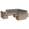 vidaXL Salon de jardin avec coussins 12 pcs beige r&eacute;sine tress&eacute;e