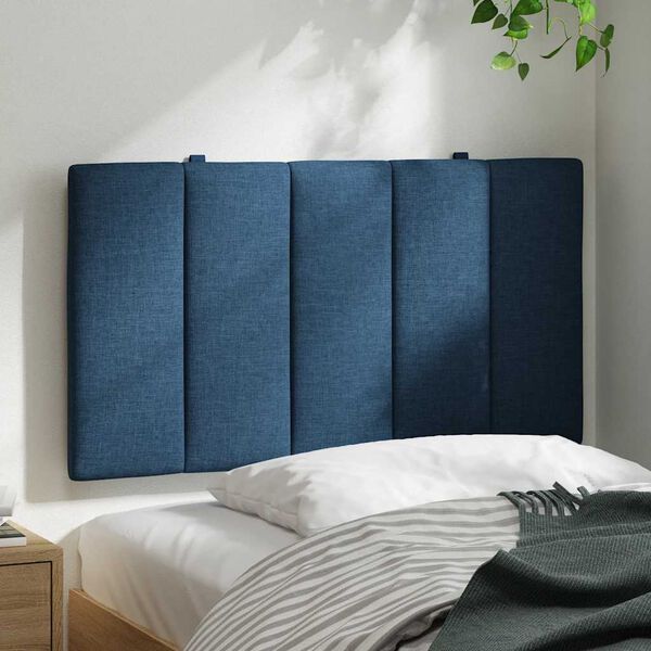 vidaXL Coussin de t&ecirc;te de lit Hanko bleu 90 cm tissu