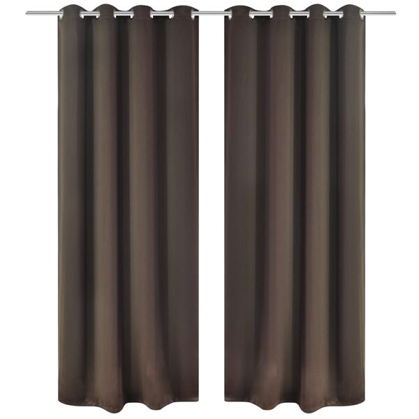 vidaXL Rideau occultant 2 pcs et &oelig;illets m&eacute;talliques 135x175 cm Marron