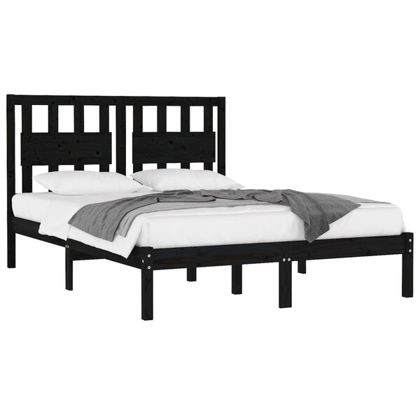 vidaXL Cadre de lit sans matelas noir bois massif