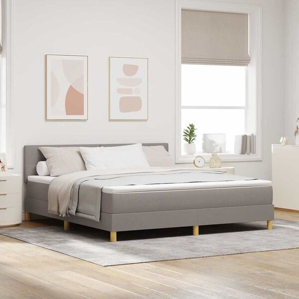 vidaXL Lit &agrave; ressorts avec matelas Taupe 180 x 200 cm tissu