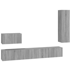 vidaXL Ensemble de meubles TV 4 pcs Sonoma gris Bois d'ing&eacute;nierie