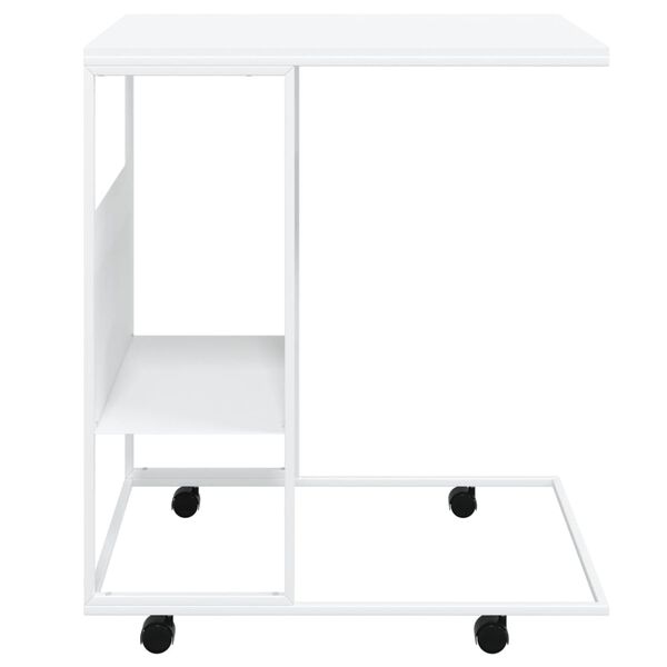 vidaXL Table d'appoint avec roues blanc 55x36x63,5cm bois d'ingénierie
