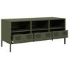 vidaXL Meuble TV vert olive 101,5x39x43,5 cm acier lamin&eacute; &agrave; froid