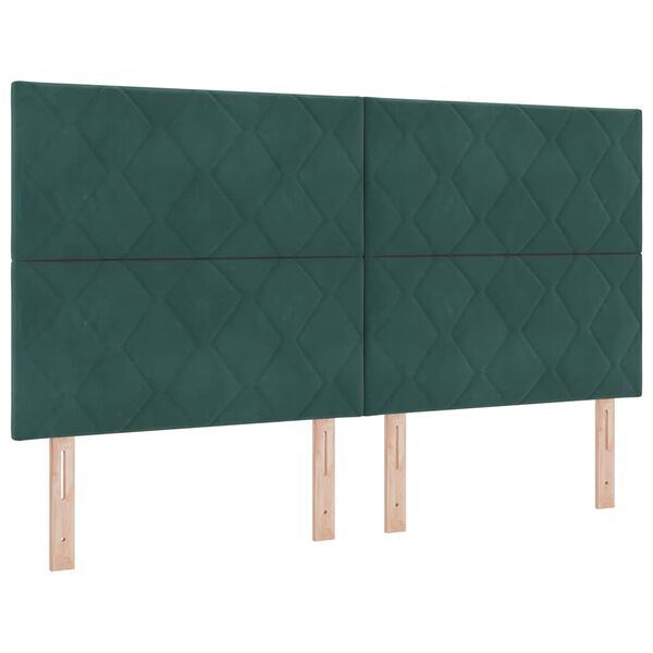 vidaXL T&ecirc;te de lit avec t&ecirc;te de lit Vert fonc&eacute; 180 cm Velours