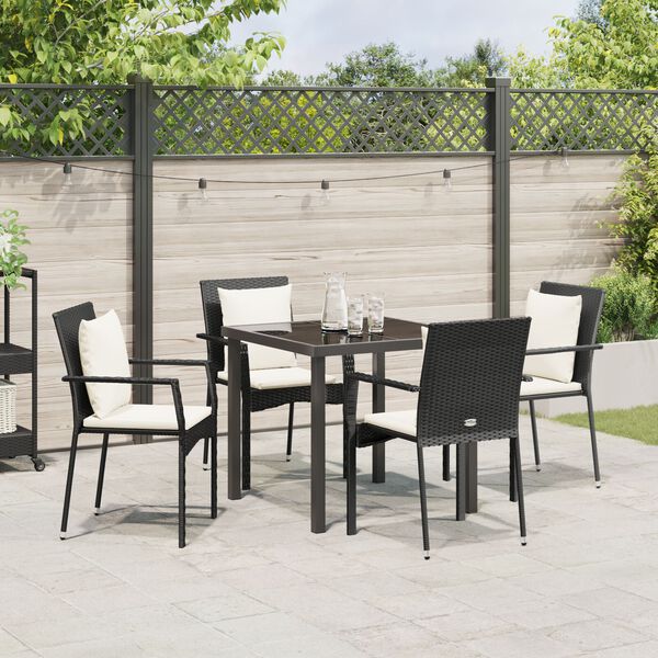 vidaXL Ensemble de salle &agrave; manger pour jardin 5 pcs Noir polyrotin