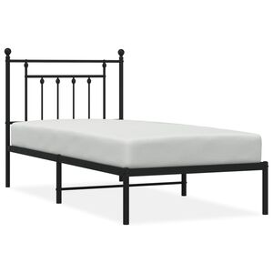 vidaXL Cadre de lit m&eacute;tal sans matelas avec t&ecirc;te de lit noir 90x200 cm