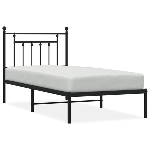vidaXL Cadre de lit métal sans matelas avec tête de lit noir 90x200 cm