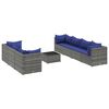vidaXL Salon de jardin 8 pcs avec coussins Gris R&eacute;sine tress&eacute;e