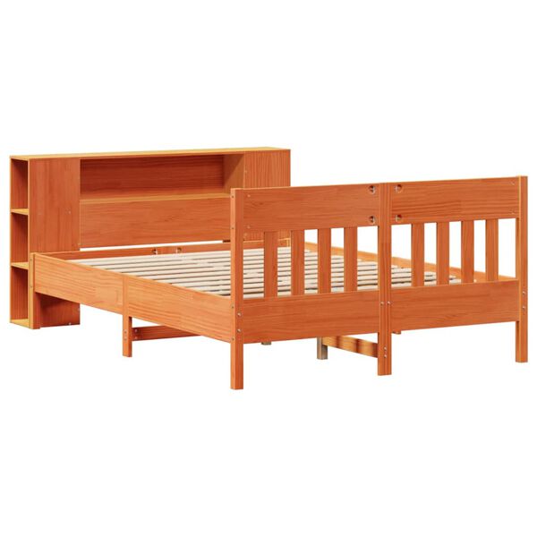 vidaXL Lit biblioth&egrave;que sans matelas cire marron 140x200 cm pin massif