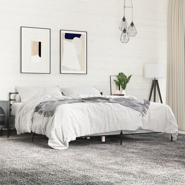 vidaXL Cadre de lit sans matelas sonoma gris 200x200 cm