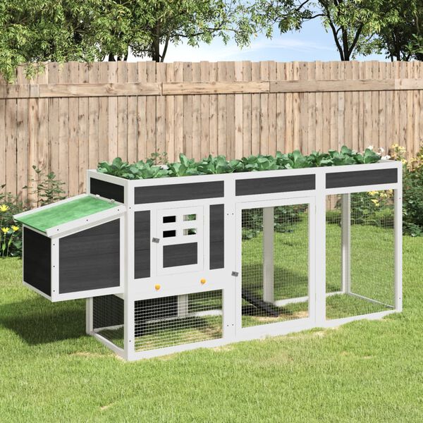 vidaXL Poulailler gris 204x50x84 cm bois massif de pin