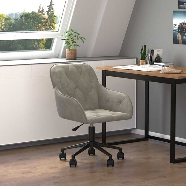 vidaXL Chaise pivotante de bureau Gris clair Velours
