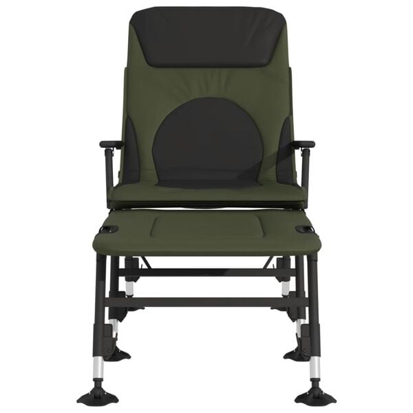 vidaXL Chaise longue de p&ecirc;che avec pieds &agrave; boue r&eacute;glables pliable vert