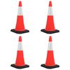 vidaXL C&ocirc;nes de signalisation r&eacute;fl&eacute;chissants &agrave; base lourde 4 pcs 75 cm
