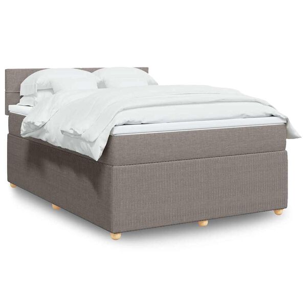 vidaXL Sommier &agrave; lattes de lit avec matelas Taupe 140x200 cm Tissu