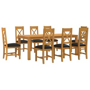 vidaXL Ensemble de salle &agrave; manger 9 pc Noir Bois de ch&ecirc;ne massif