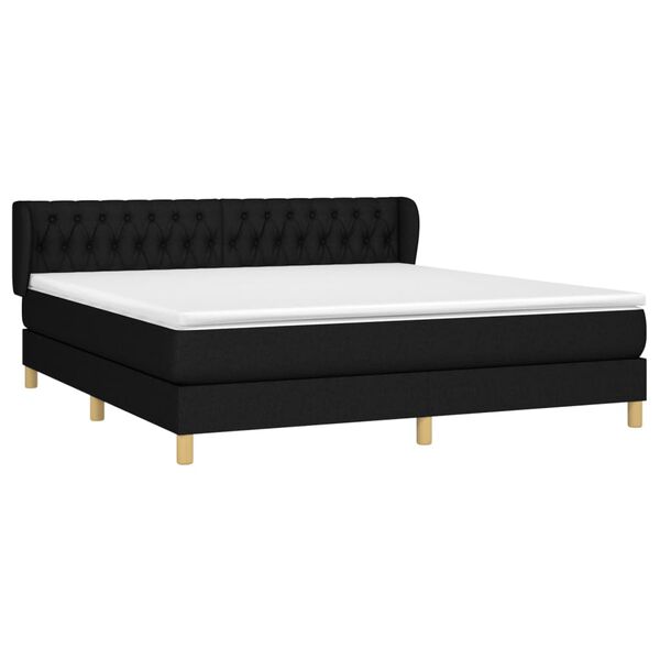 vidaXL Sommier &agrave; lattes de lit avec matelas Noir 180x200 cm Tissu
