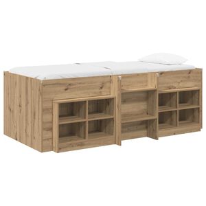 vidaXL Cadre de lit en loft avec armoire 3 pc Ch&ecirc;ne artisanal