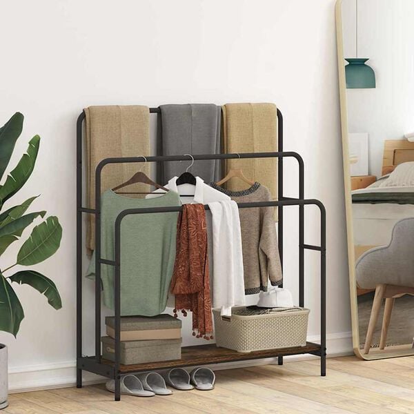 vidaXL Porte-v&ecirc;tements Ch&ecirc;ne fum&eacute; 90 x 30 x 100,5 cm Bois d'ing&eacute;nierie