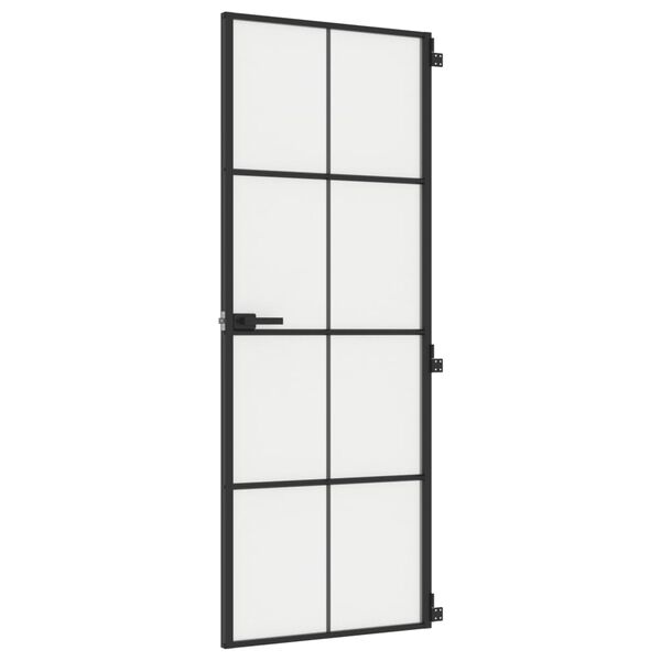 vidaXL Porte int&eacute;rieure mince noir 76x201,5 cm verre tremp&eacute; aluminium
