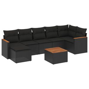 vidaXL Salon de jardin 8 pcs avec coussins noir r&eacute;sine tress&eacute;e