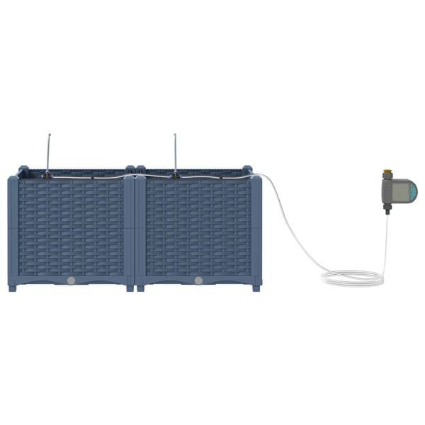 vidaXL Cache-pot de jardin 2 pcs Gris 80 x 40 x 37,5 cm Plastique