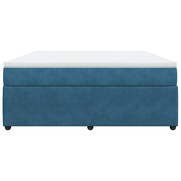 vidaXL Sommier &agrave; lattes de lit et matelas Bleu fonc&eacute; 180x200cm Velours