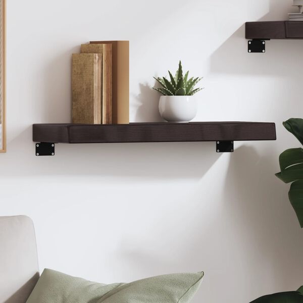 vidaXL &Eacute;tag&egrave;re murale marron fonc&eacute; 60x20x6 cm bois ch&ecirc;ne massif trait&eacute;