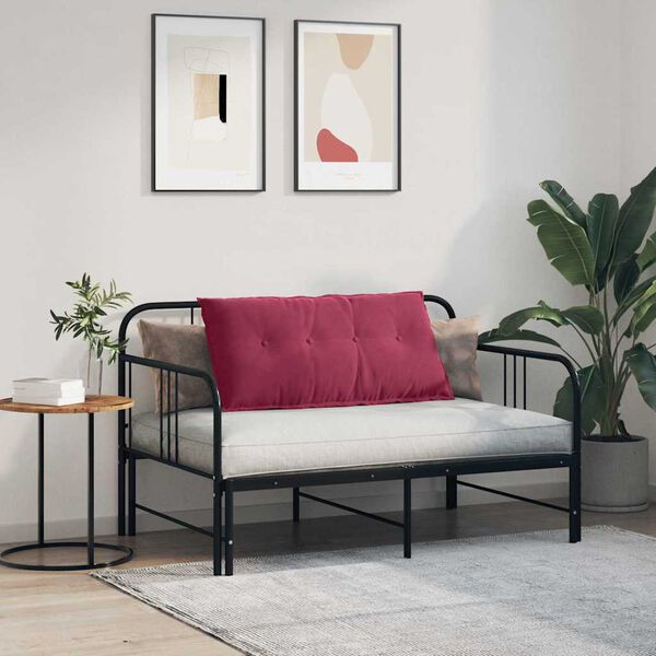 vidaXL Coussin de Dos Bordeaux 100 x 50 cm Tissu en velours c&ocirc;tel&eacute;