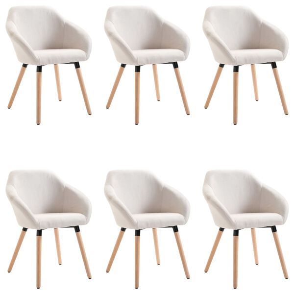vidaXL Chaises à manger lot de 6 crème tissu