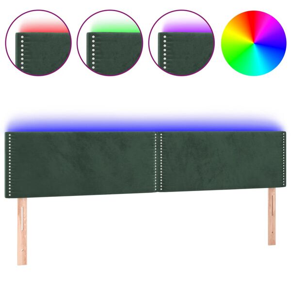 vidaXL T&ecirc;te de lit &agrave; LED Vert fonc&eacute; 160x5x78/88 cm Velours