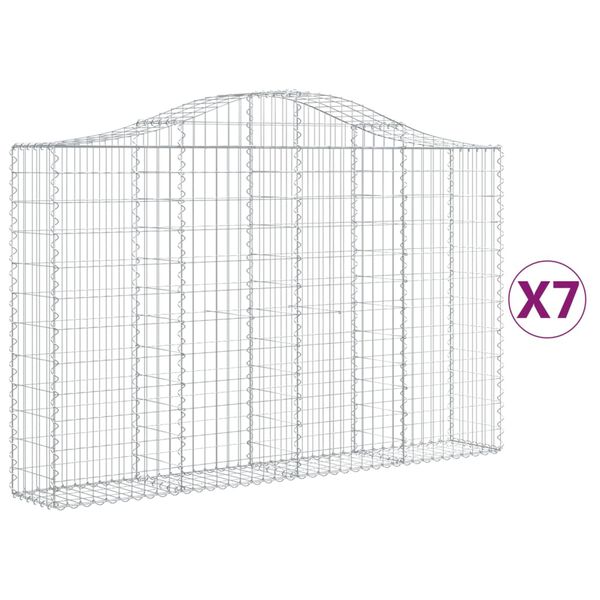 vidaXL Paniers &agrave; gabions arqu&eacute;s 7 pcs 200x30x120/140 cm Fer galvanis&eacute;