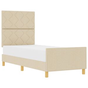 vidaXL Cadre de lit avec t&ecirc;te de lit Cr&egrave;me 80 x 200 cm tissu