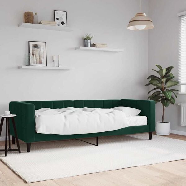 vidaXL Lit de jour avec matelas vert foncé 80x200 cm velours