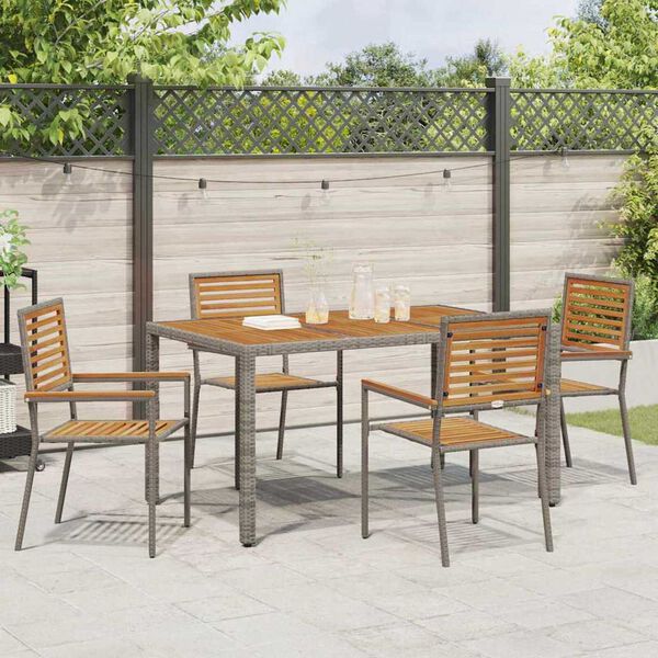 vidaXL Chaises empilables de jardin 4 pcs Marron et gris