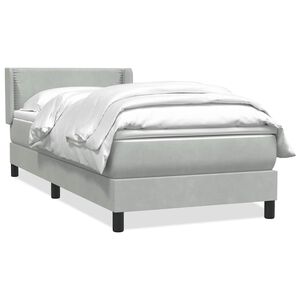 vidaXL Sommier &agrave; lattes de lit et matelas gris clair 90x210 cm velours