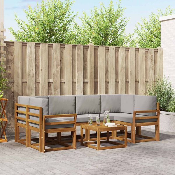 vidaXL Ensemble de canap&eacute;s d'ext&eacute;rieur 7 pcs Gris Naturel et Clair