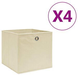 vidaXL Bo&icirc;tes de rangement 4 pcs Tissu intiss&eacute; 28x28x28 cm Cr&egrave;me