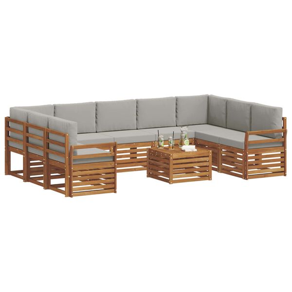 vidaXL Ensembles de canap&eacute;s avec coussin 10 pcs Gris Naturel et Clair