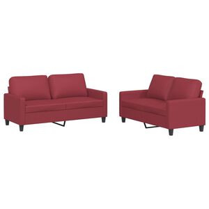 vidaXL Ensemble de canap&eacute;s 2 pcs et coussins Rouge bordeaux Similicuir