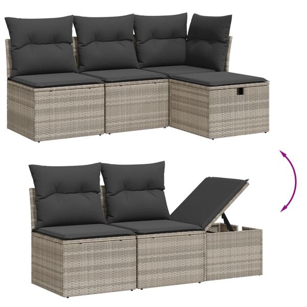 vidaXL Salon de jardin 6 pcs avec coussins gris clair r&eacute;sine tress&eacute;e