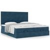 VidaXL Cadre de lit ottoman avec matelas bleu fonc&eacute; 180x200 cm velours