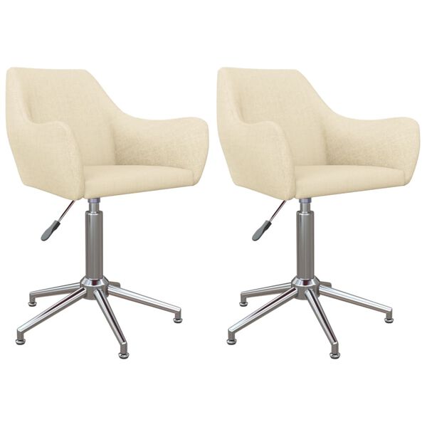 vidaXL Chaises pivotantes &agrave; manger lot de 2 Cr&egrave;me Tissu