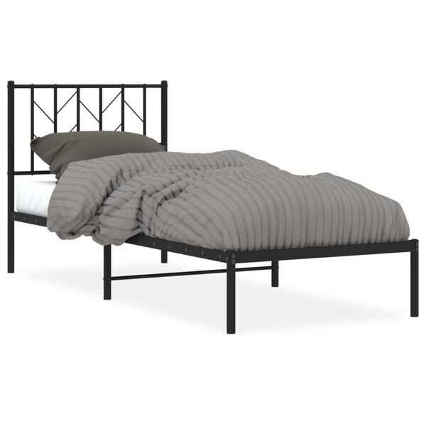 vidaXL Cadre de lit métal sans matelas avec tête de lit noir 80x200 cm