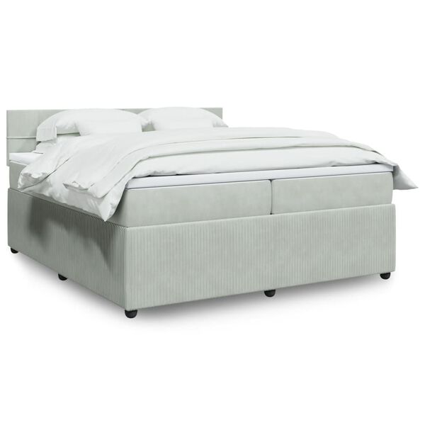 vidaXL Sommier &agrave; lattes de lit et matelas Gris clair 200x200cm Velours