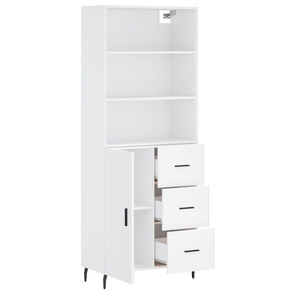 vidaXL Buffet haut Blanc 69,5x34x180 cm Bois d'ing&eacute;nierie