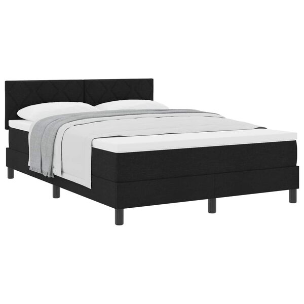 vidaXL Lit &agrave; ressorts avec matelas Noir 140 x 190 cm tissu